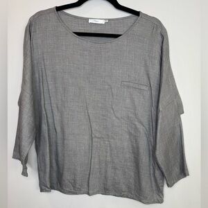 Filippa K Gray Relaxed shoulder tencel wool Blend top minimalist neutral XS